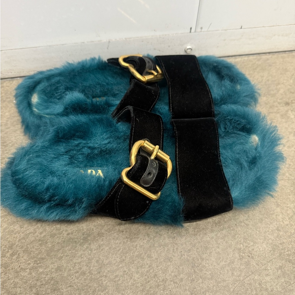 Prada 2017 Fur and Velvet Slide Sandals - Picture 4 of 9